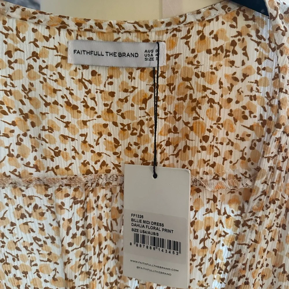 Faithfull the Brand Billie Midi Dress in Dahlia Floral Print size US4/AU8 - Picture 6 of 8